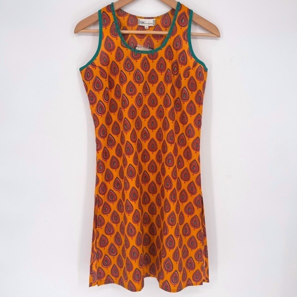 NWT Westside Ethnic Morpani Cotton Paisley A-Line Dress Tunic XS 100% Cotton